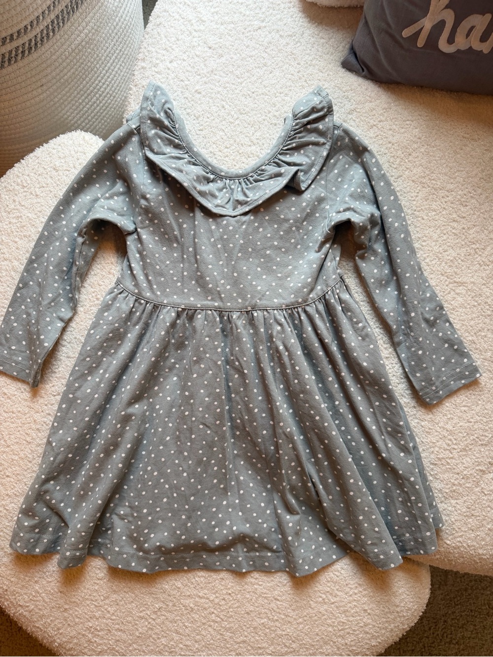 Girls' city mouse Polka Dot Long-Sleeve Dress with Ruffle Collar